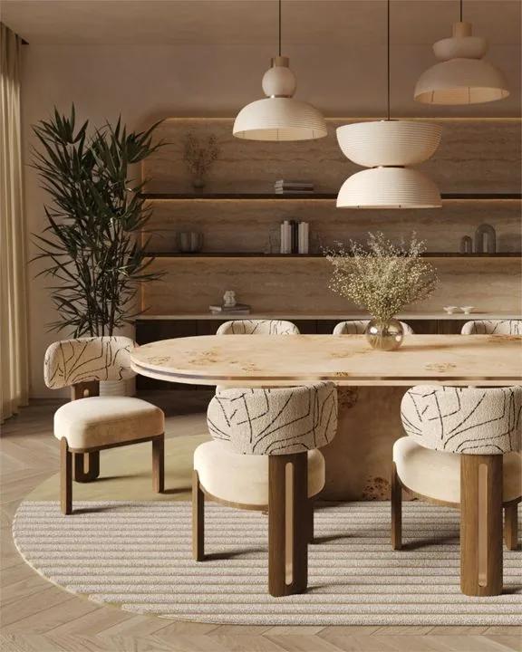 An open kitchen and dining space