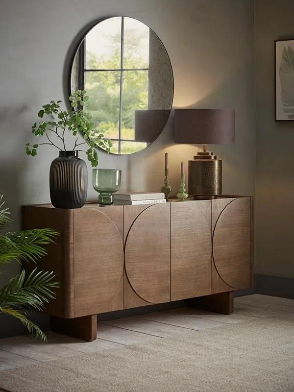 A ribbed wooden sideboard